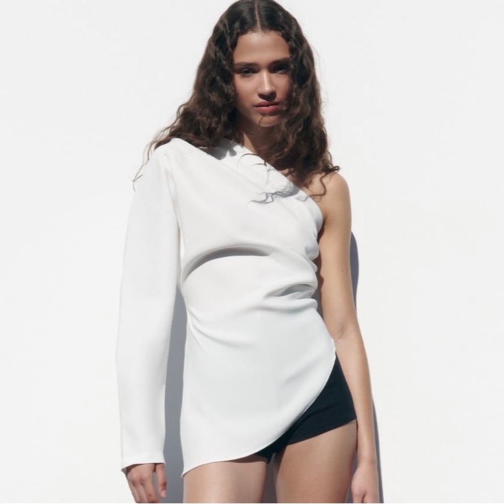 Zara Ruched Asymmetric Shirt